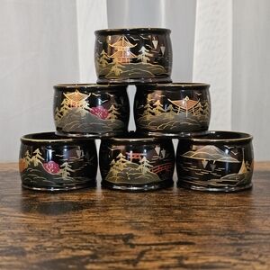 Set of Black and Gold Decorative Bowls